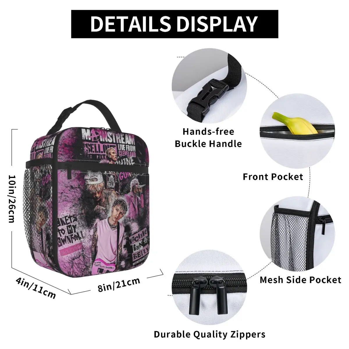Rapper MGK M-Machine Gun K-Kelly Insulated Lunch Bag Women Office Cooler Thermal Food Box Tote Leakproof Lunch Boxes Container