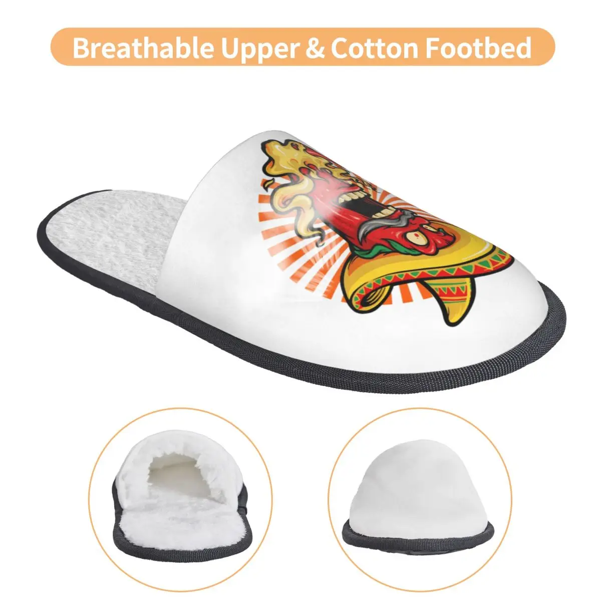 مخصص الأحمر الساخن C-فلفل الحار P-Peppers روك باند ضيف النعال لسبا النساء منزل النعال