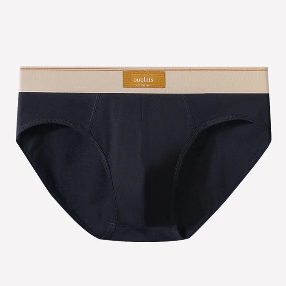 Men Cotton Briefs Pouch Mid-Rise Underwears Thread Skin Friendly Bikini Underpants Breathble Comfortable Panties Solid Swimwear