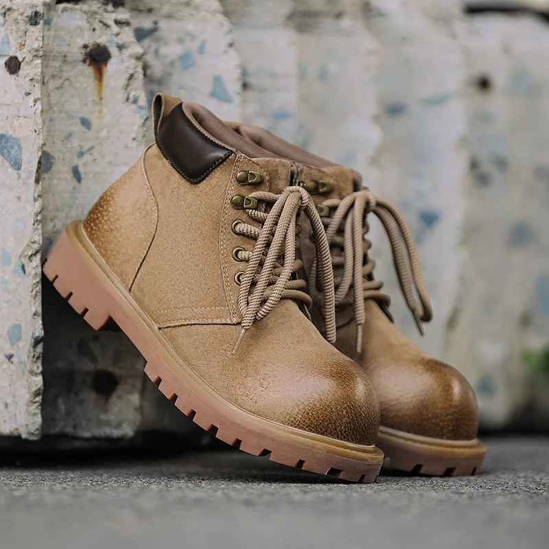 

New Vintage British Men Leather Shoes Autumn Winter High Quality Ankle Boots Outdoor Business Work Tooling Desert Boots