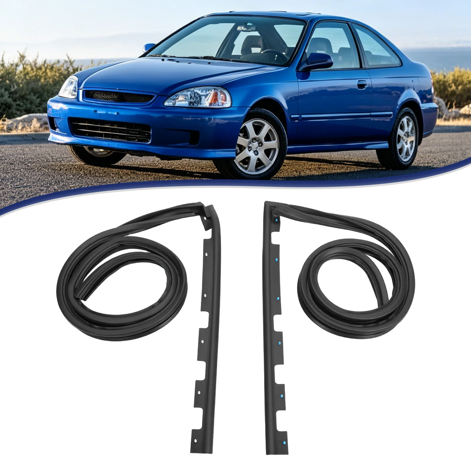 Front Door Sub Seal 72365-S03-G01 72325-S03-G01 For Honda Civic EK9 EK4 EJ7 1996-2000 Rubber Door Sealing Strip Kit