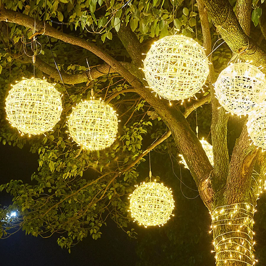 Tirvose Garten terrasse Hängelampe 30cm Globus Ball Weihnachten String Licht Outdoor Girlanden Lichterketten für Straßen landschaft Dekor