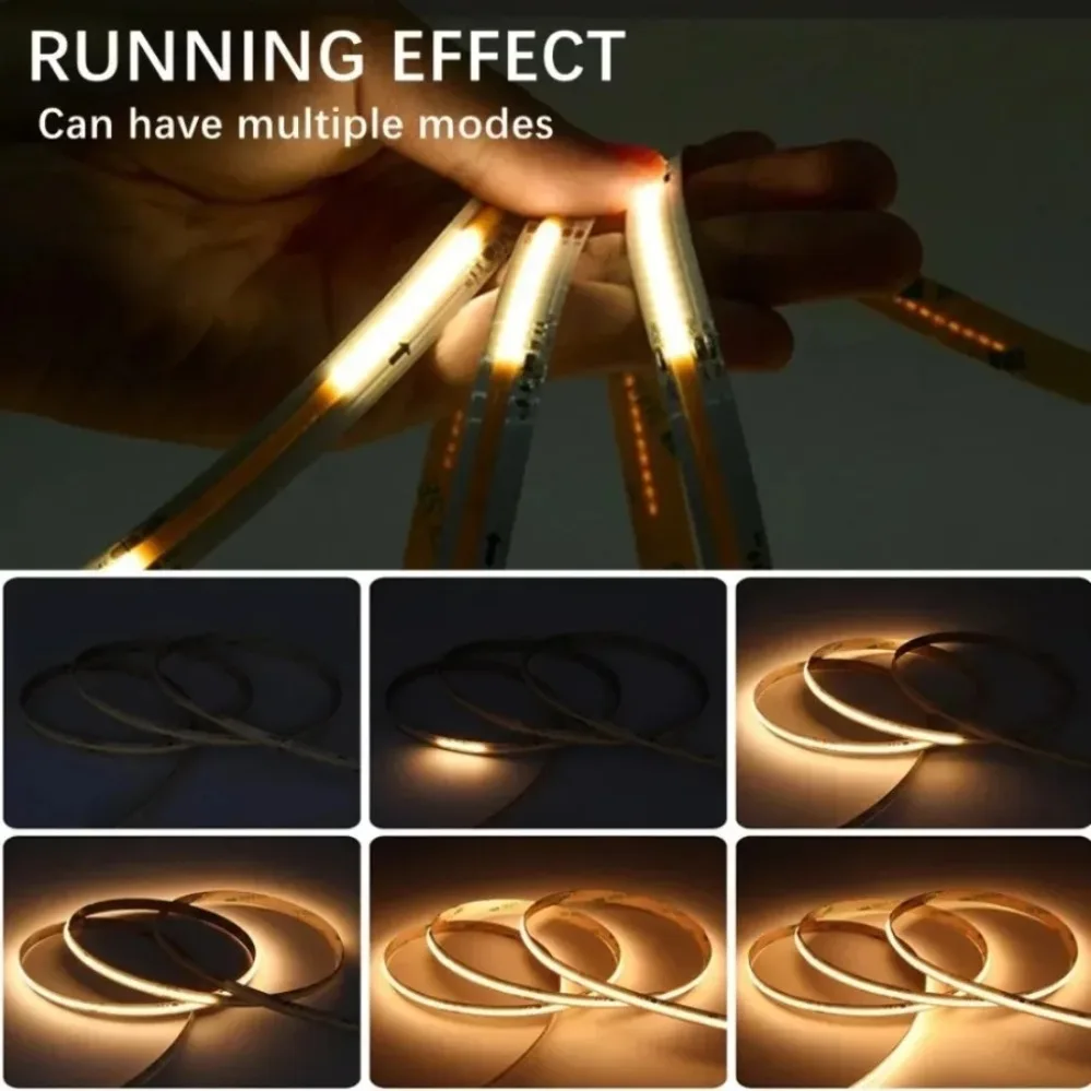 cob 5m 10m DC24V WS2811 COB LED Strip 360LEDs/m Addressable Running Water Flowing Light Kit Wireless Controller Power Supply