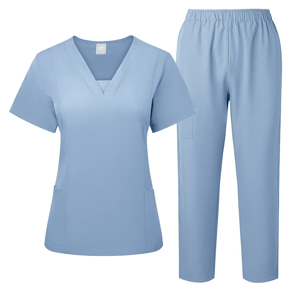 Pet Grooming Doctor Uniforms Non-sticky Hair Nurse Women  V-neck Thin and Light Fabric Medical Clothes Summer Clinical Uniform