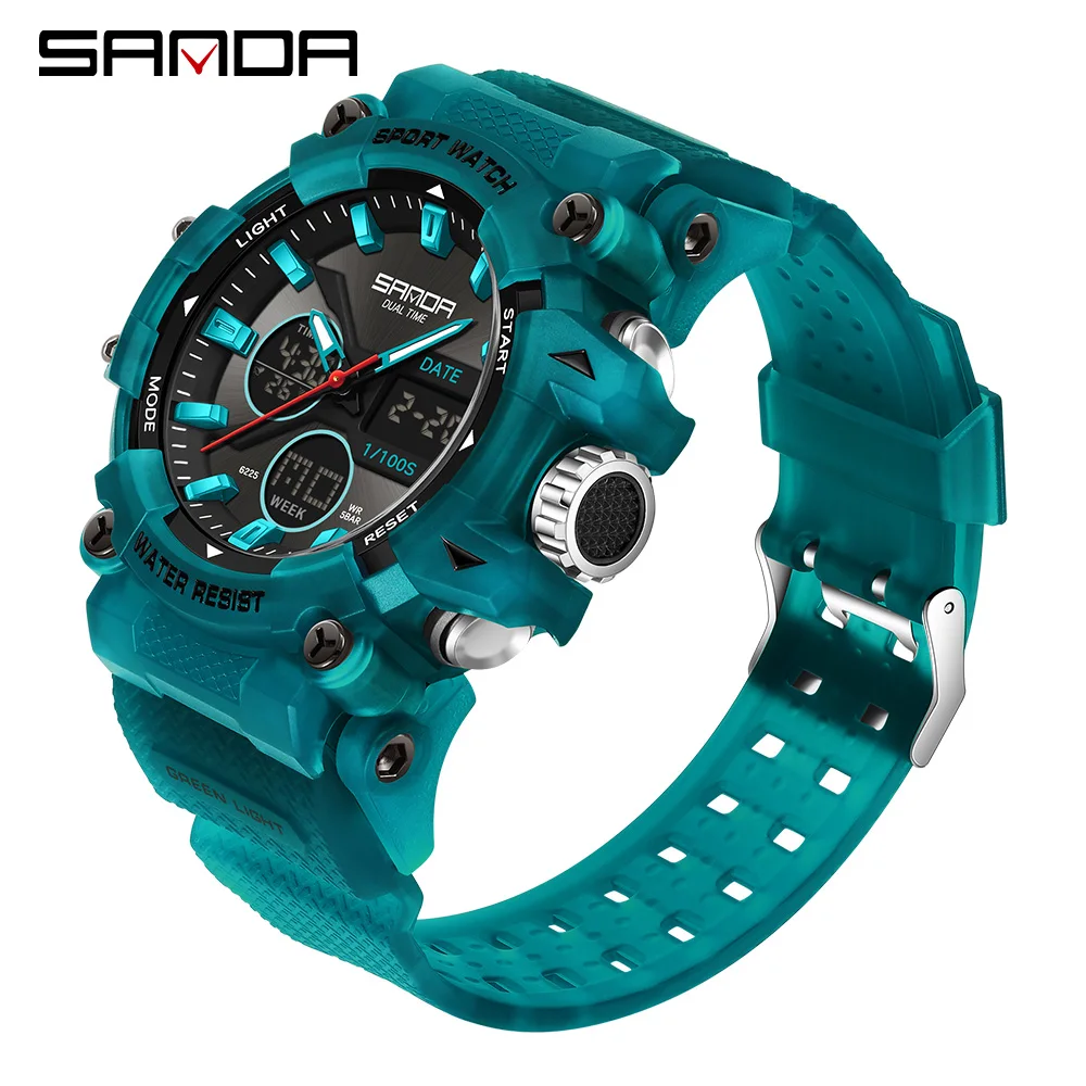 SANDA Men's Sports Watch for Men Women Quartz Digital Dual Display Watches Shock Water Resistant Camping GYM Wristwatch 13M6225