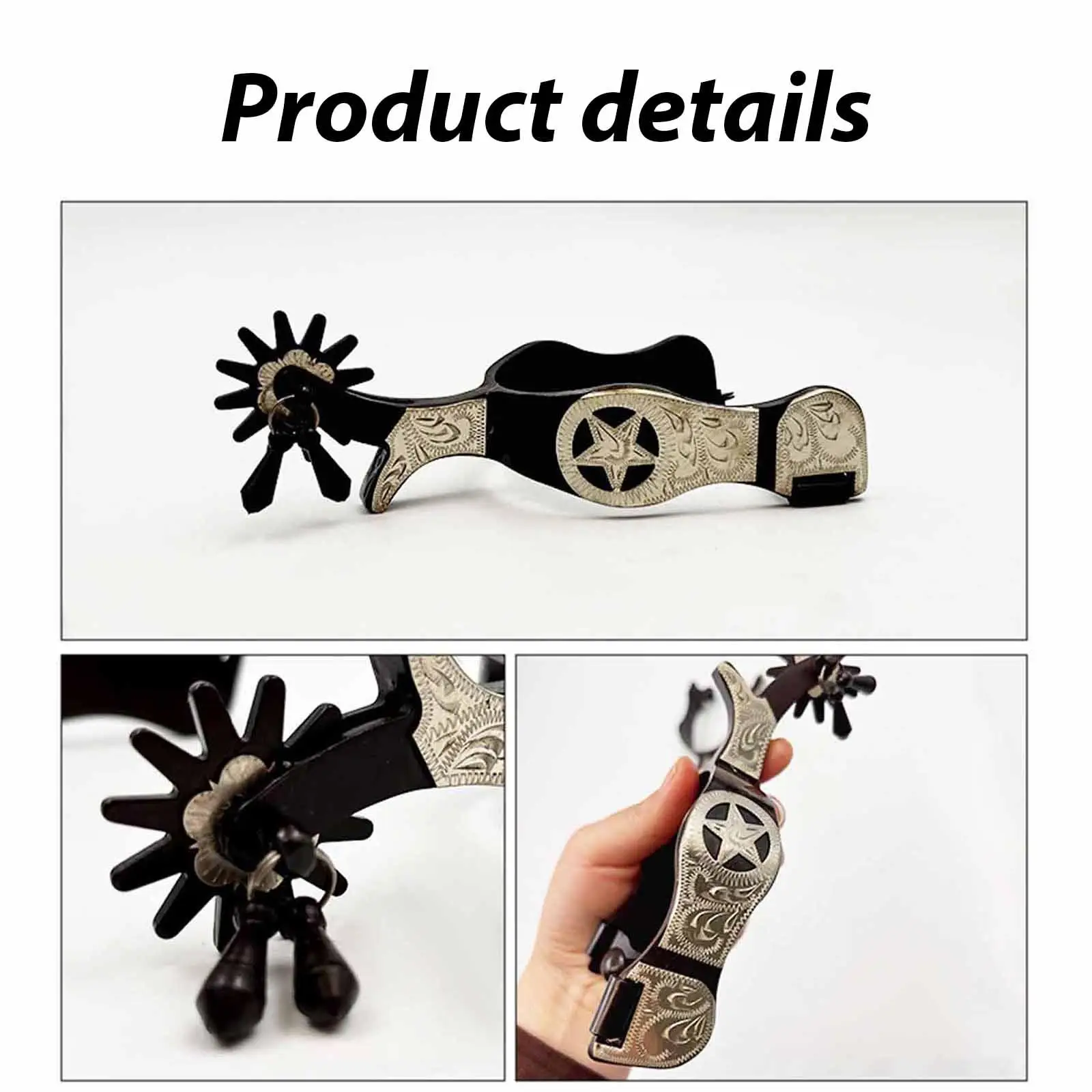 2pcs-horse-western-cowboy-equipment-with-rotatable-stainless-steel-for-adults-boots-horsemanship-lovers