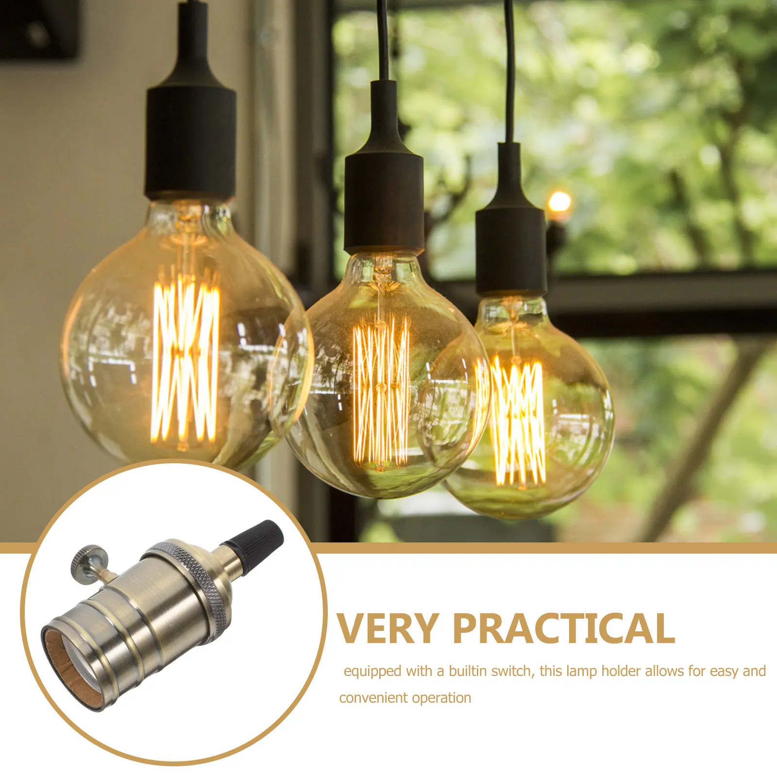 Vintage Style Metal Lamp Holder with on-Off Switch for Pendant Ceiling Floor Table Lamps Retro Decor DIY Lighting Accessories