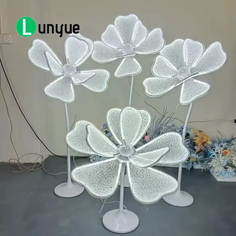 LED Luminous Peony Flower Light Strip Wedding Props Petal Road Guide Decoration for Aisle Ceremony Party Venue Atmosphere