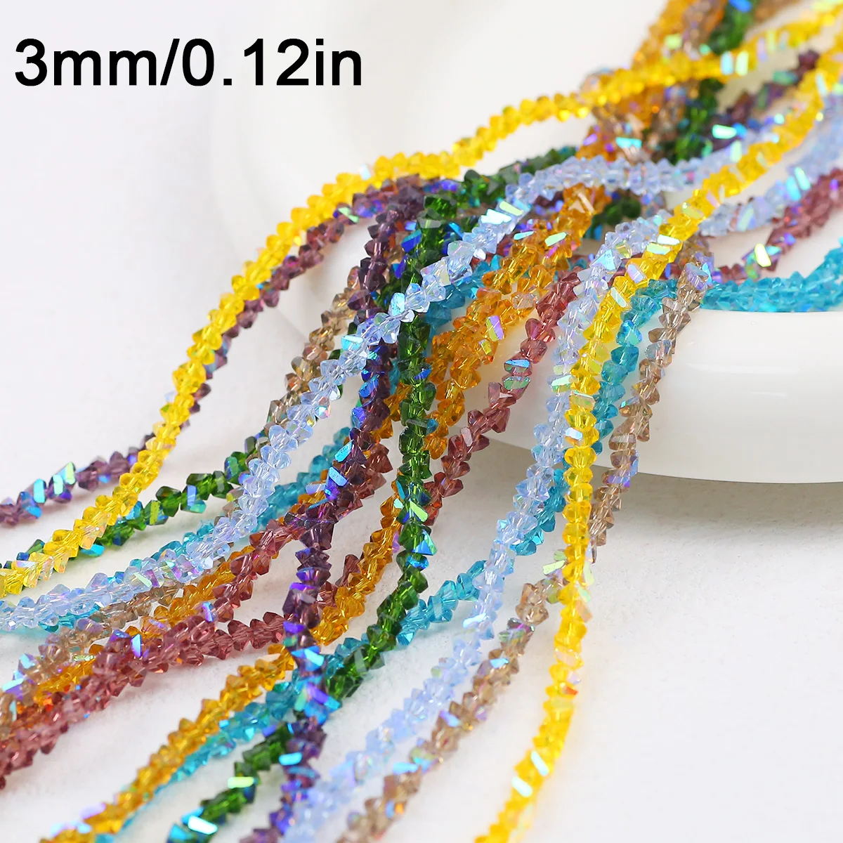 3mm 125pcs1 Strand High Bright Triangular Shiny Triangle Crystal Glass Beads for DIY Necklace Bracelet  Handmade Jewelry Making