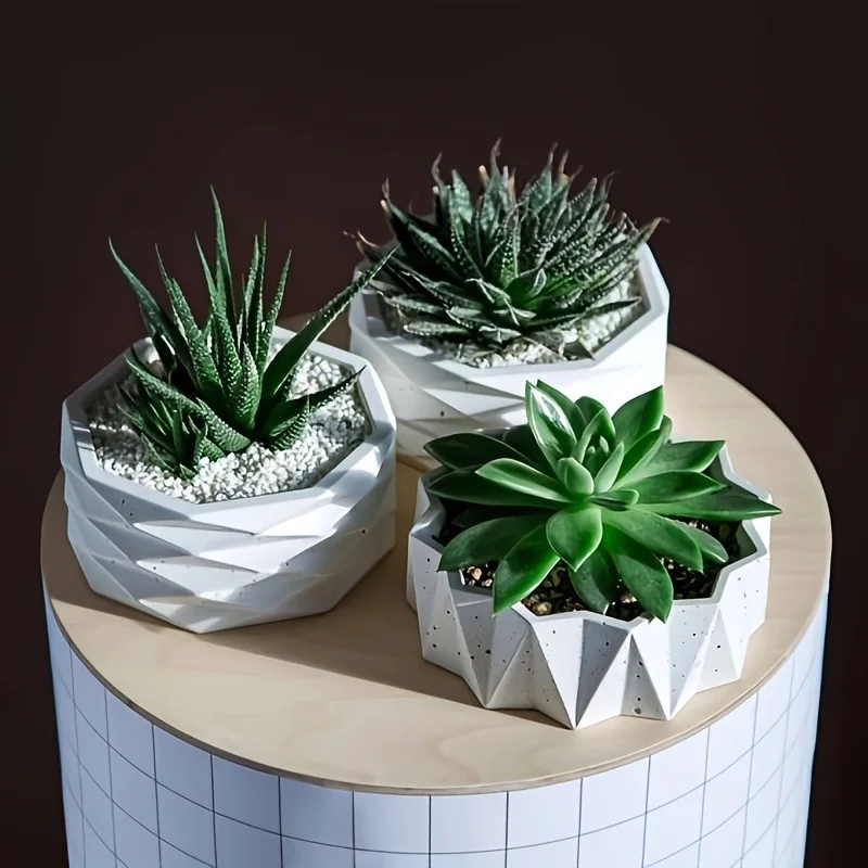 1/2pcs Large Round Irregular Silicone Molds for DIY Resin & Plaster Crafts - Handmade Flower Pot Molds with Layered Cone Design,