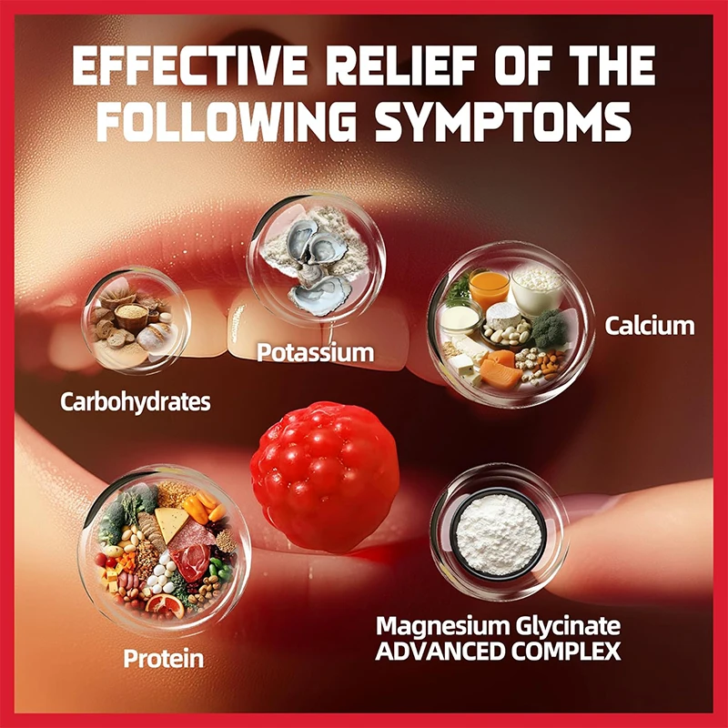 Glycine Magnesium Soft Candy - Sugar free Magnesium Potassium Supplement with Coenzyme Q10-60 Strawberries Flavor