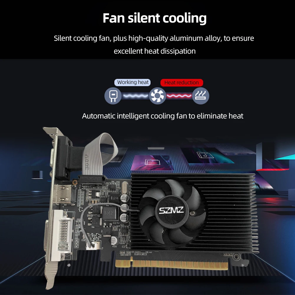 GT730 4GB DDR3 Desktop Gaming Video Card PCI-E2.0 16X Cooling Fan with HDMI-Compatible VGA DVI Port Low Profile Graphics Card