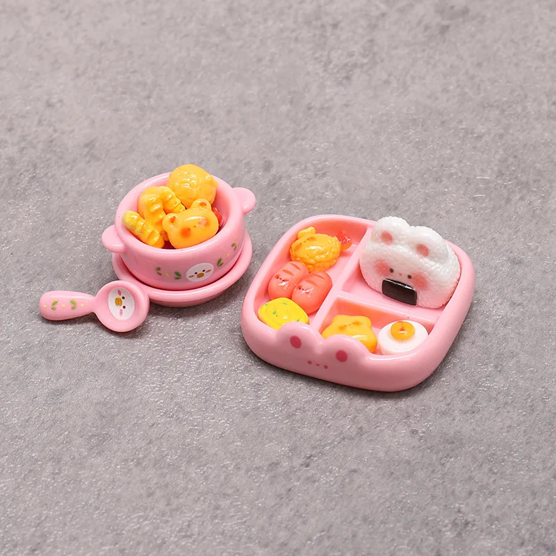 Hot Sale Mini Cartoon Simulation Bento Little Rice Vegetable Roll Miniature Food Set Model Homemaking Lovely Accessories
