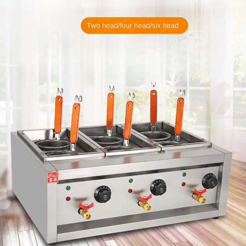 Foodstuff Processing Machinery Commercial Heating Noodle Machines Six Heads Electric Noodle Cooker Hot Pot Fryer