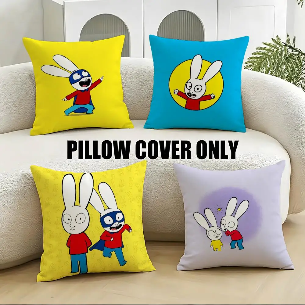 Simon Super Rabbit Cushion Cover 4Pcs Soft Plush Throw Pillow Covers 40x40 45x45 for Sofa Bedroom