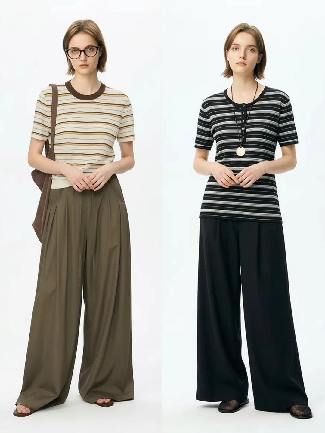 

Retro Striped Short Sleeve Casual T-Shirt Women Summer Color Block round Neck Loose Half Sleeve Leisure Top Versatile Soft Co...
