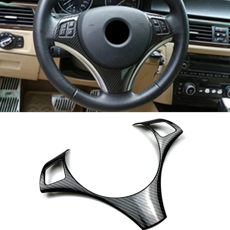 

Carbon Fiber Trim Steering Wheel Decorative Frame Moulding Sticker Strip Cover Interior Accessories For BMW 3 Series E90 05-12