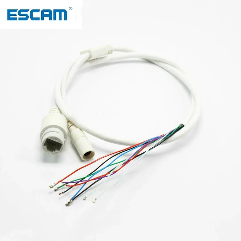 

ESCAM High Quality 9-Pin IP Camera Module Network Cable Pigtail 80cm 1/2/3/6 PoE RJ45 DC12V Power Supply 4In1 Waterproof Kit