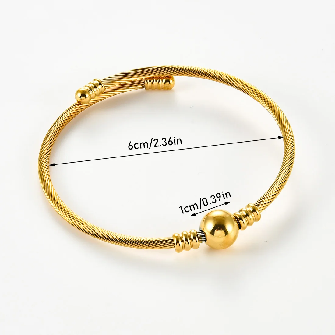 Stainless Steel Bangles Bracelet for Women Men Adjustable Center Bead Twisted Cable Wire Cuff Bracelets Jewelry Accessories