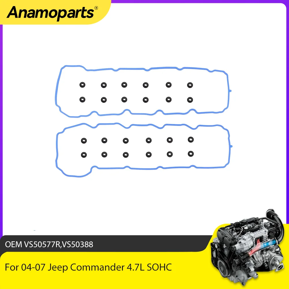 Engine Parts Valve Cover Gasket Set Fit 4.7 L GAS For Jeep Commander Grand Cherokee Dodge Dakota Durango 4.7L 04-07 VS50577R