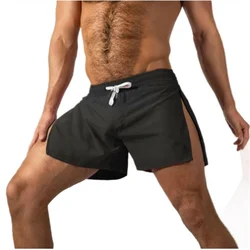 New fitness Breathable sports shorts Run Quick dry Shorts Summer lean training season pants trend zipper slit shorts