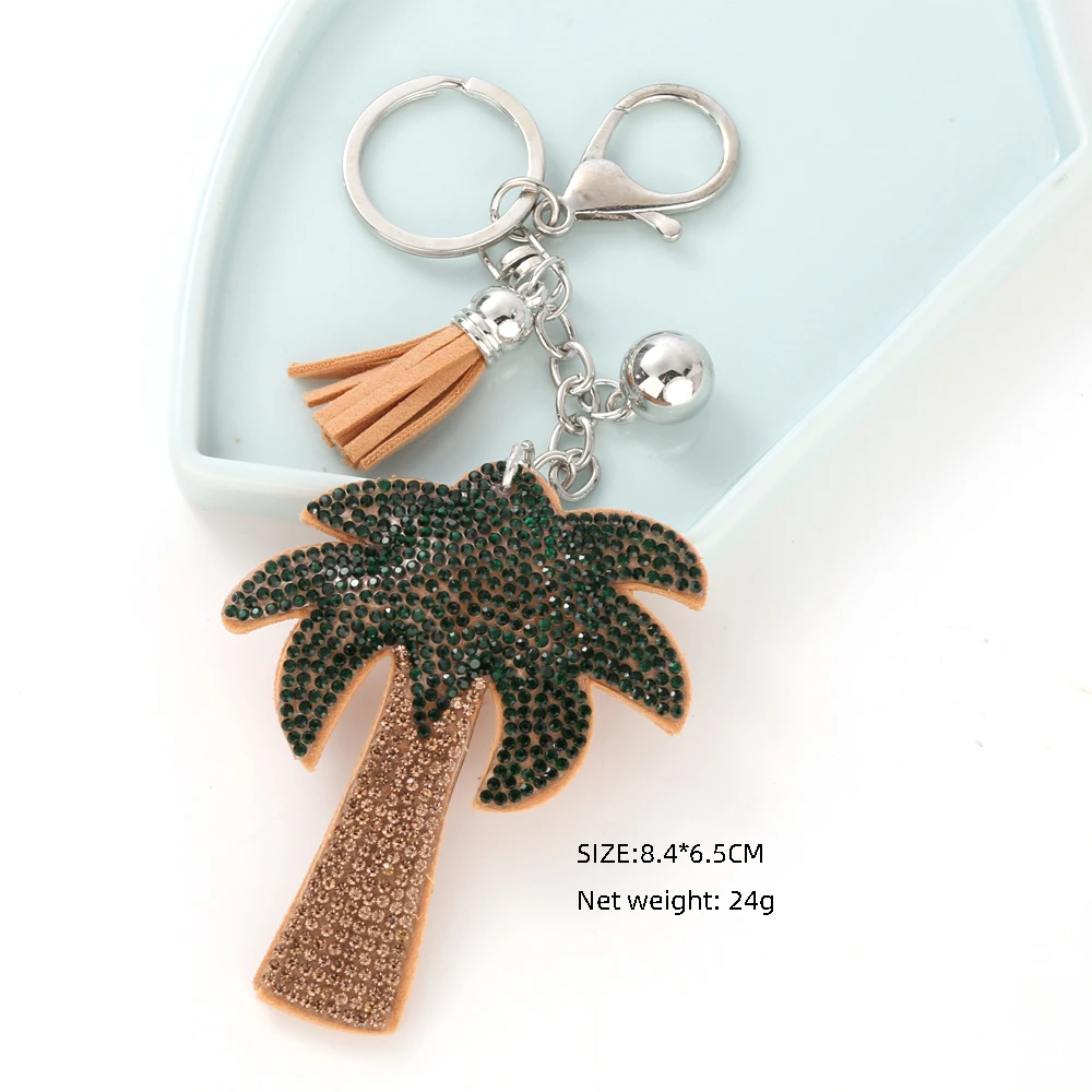 Fashion Creative Coconut Tree with Full Crystal Rhinestone Keyrings Key Chains Rings Holder Purse Bag For Car Lovely Keychains