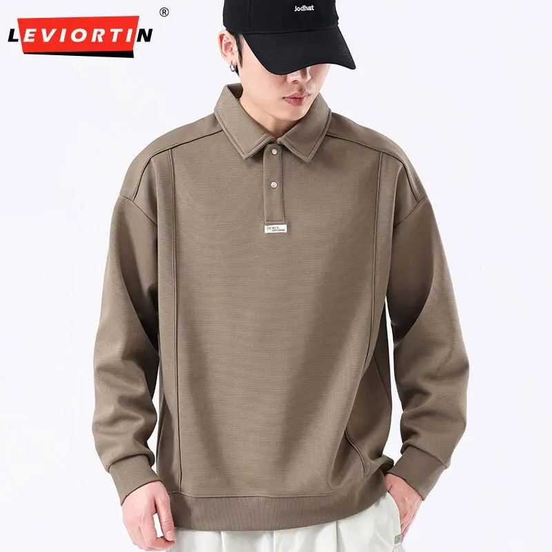 

Осень и зима, новый американский ретро-тканый дизайн с маленькой этикеткой, мужская рубашка-поло с воротником, модный уличный топ