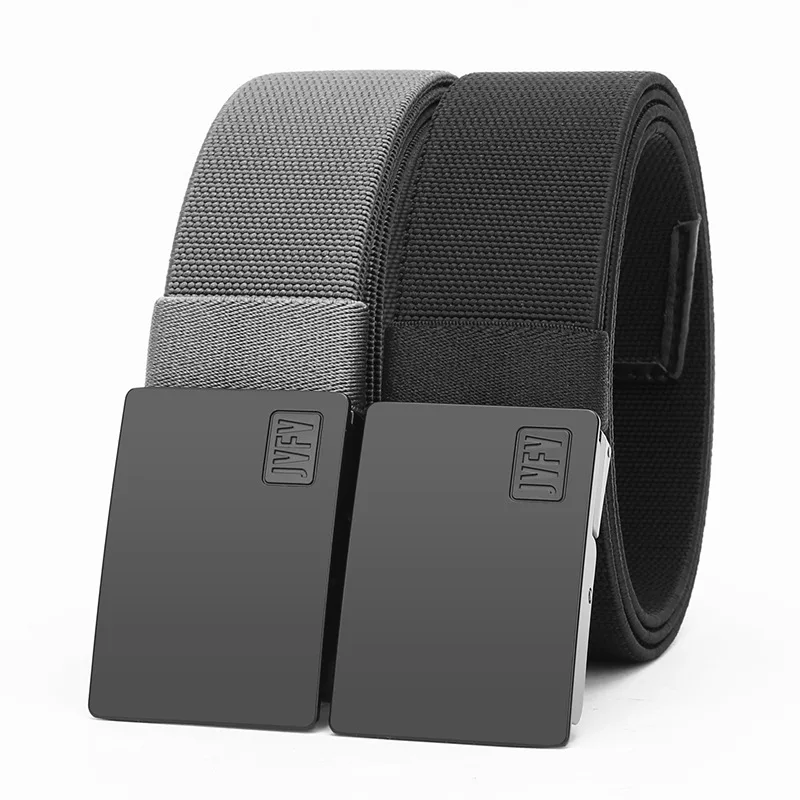 Minimalist men's automatic buckle belt woven waist belt, youth business formal pants belt tag