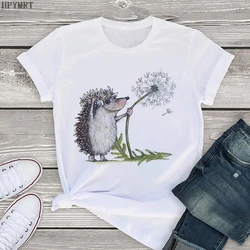 T-shirt Hedgehog and Dandelion Printed Top T Shirt Fashion Casual Short-sleeved Tshirt Summer Female Harajuku Women's hipster