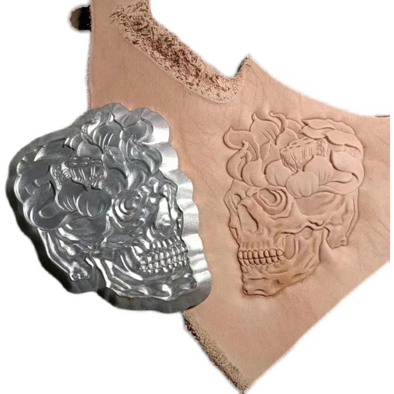 82X65mm Handmade leather three-dimensional metal embossing mold skull pattern leather special relief metal mold