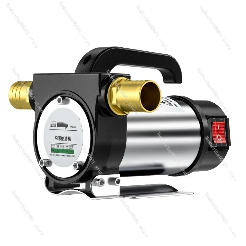 Small Portable Reversible Electric Oil Pump 12V/24V/580W Stainless Steel Diesel/Kerosene Self-Priming Oil Suction Pump