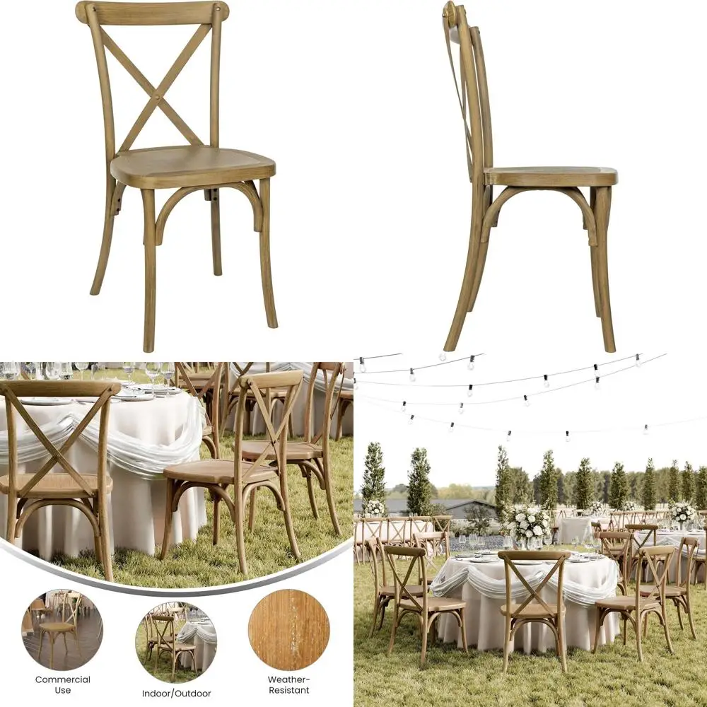 

Weatherproof Chestnut Crossback Chair - Outdoor/Indoor, Lightweight, Versatile, Wood-Tone Finish