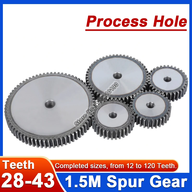 1.5M Pinion Gears 1.5 Mod Process Hole Spur Gear 28/29/30/31/32/33-43 Teeth Flat Cylindrical Gear Motor Gear For Tramission Part