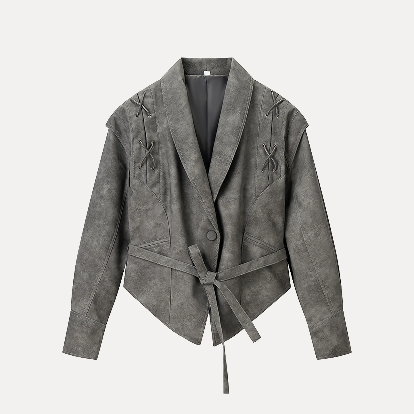 جايت جلدي أنيق للنساء مع حزام بزر واحد وياقة Fruitenen ort Sle وصل حديثًا للخريف Z