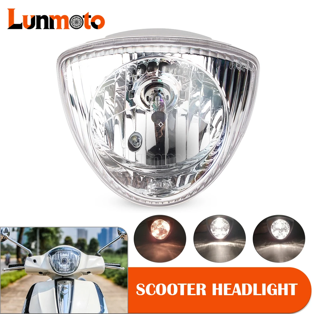 

Scooter Front Headlight E6 E-mark Clear Light High Low Beam Lamp For Piaggio Fly 50 100 125 2T 4T Euro 3 Liberty 50 125 Headlamp