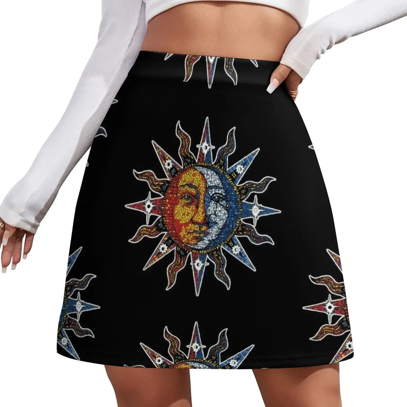 

Мини-юбка Celestial Mosaic Sun/Moon, юбка для девочек, юбка для женщин, одежда для женщин, женские летние юбки