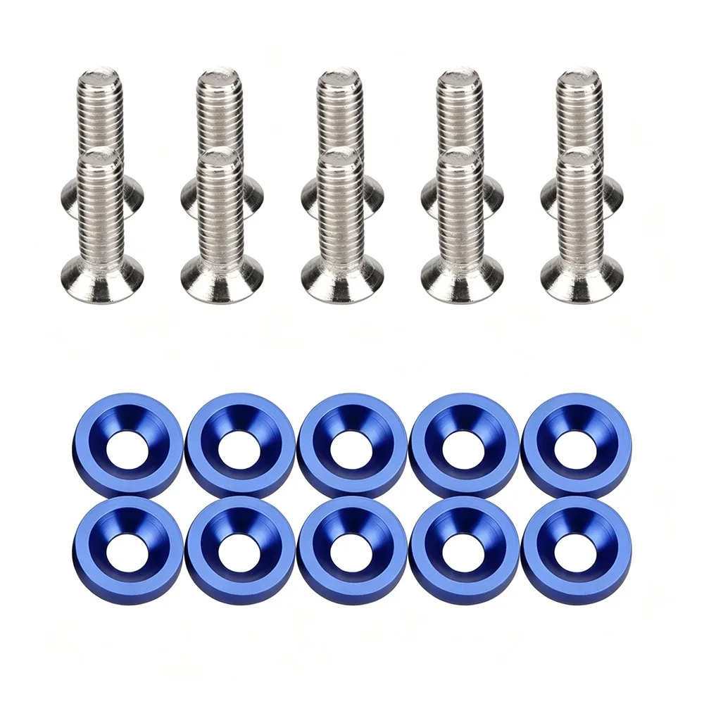 M6 Size Washer Bolts Hexagonal Head Concave Design Mudguard Washers Aluminum Material Aluminum Fasteners License Plate Mounting