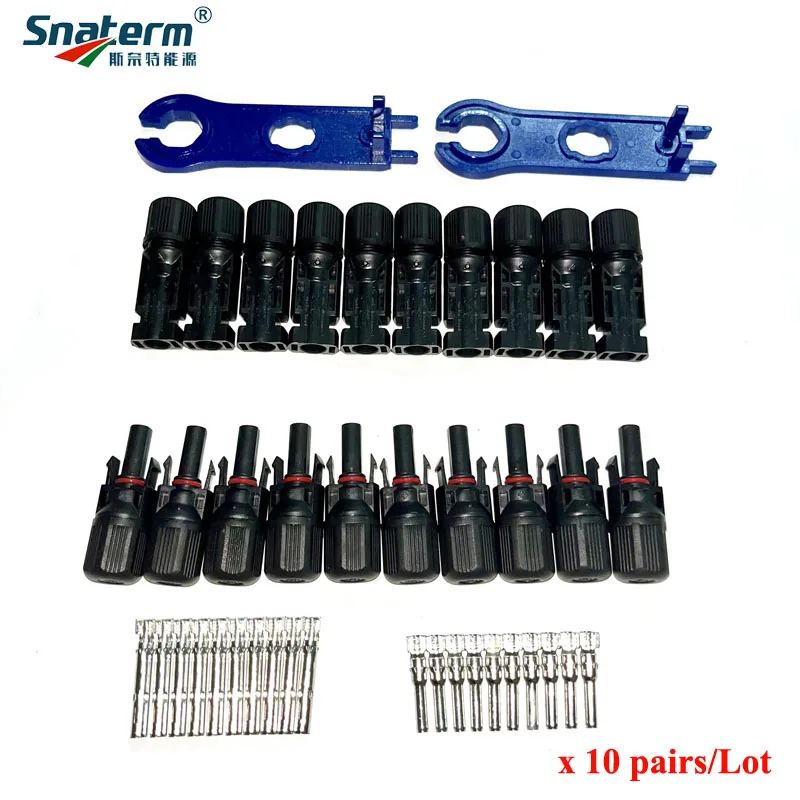 10Pairs / 20PCS PV Solar Connectors set - Male & Female for Solar Cable Suitable Cable Cross Sections 2.5mm2~6.0mm2 IP67