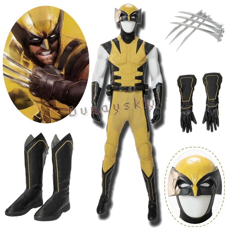 

New Movie Wolverineee Cosplay Jumpsuit Vest Gloves Belt Wolf Steel Claw Costume Mask Handsome Suit For Men High Quality Made