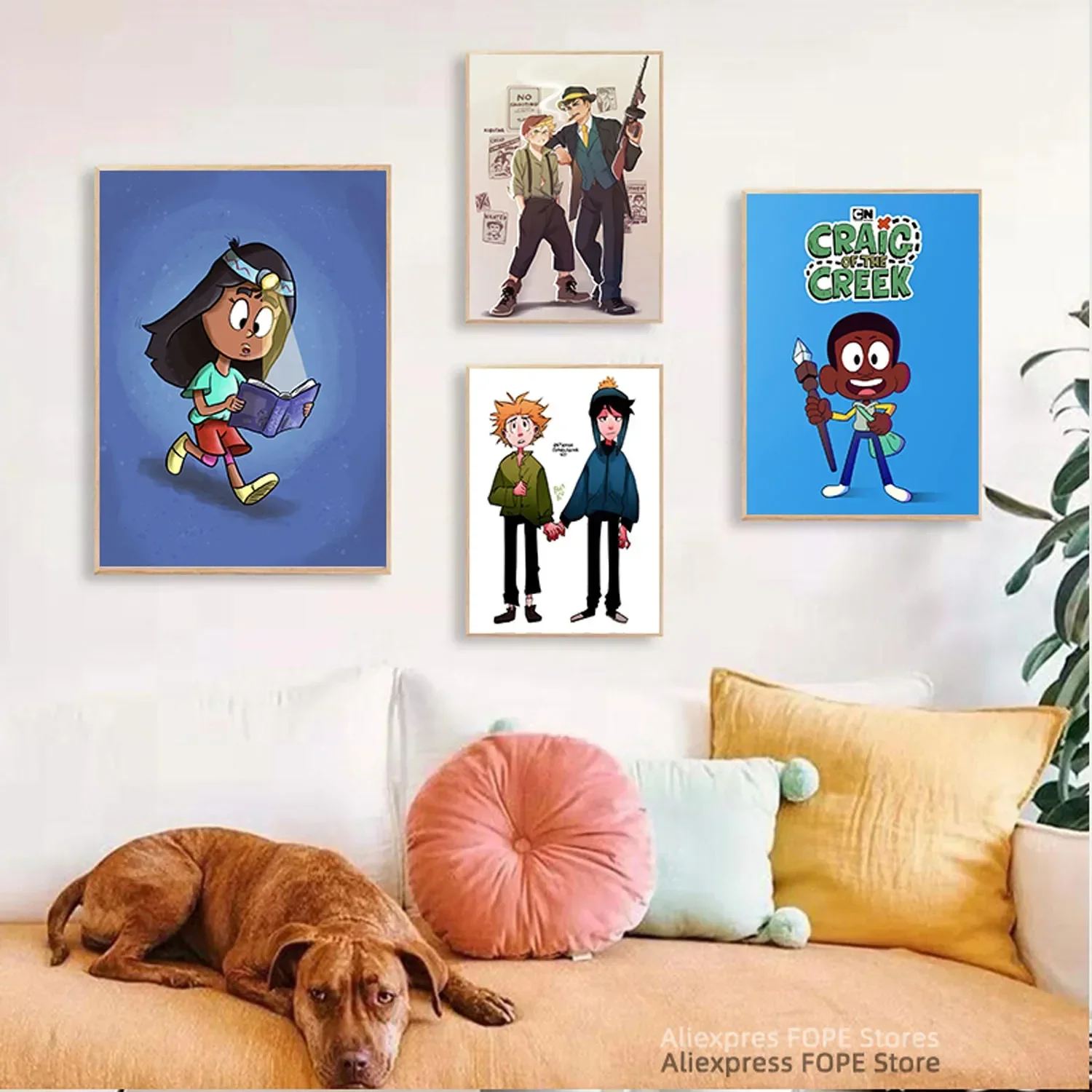 ملصقات ومطبوعات فنية على قماش الحائط لتزيين المنزل ، بتلر الخور ، رسوم متحركة أنيمي ، مانغا كرتونية ، لوحات فنية ، رسم #4