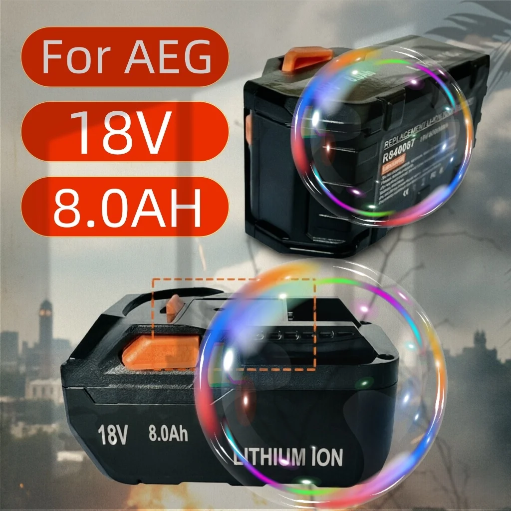 

18V Lithium Ion Replacement Battery 8000mAh For AEG Ritchie RIDGID Cordless Power Tool High Capacity