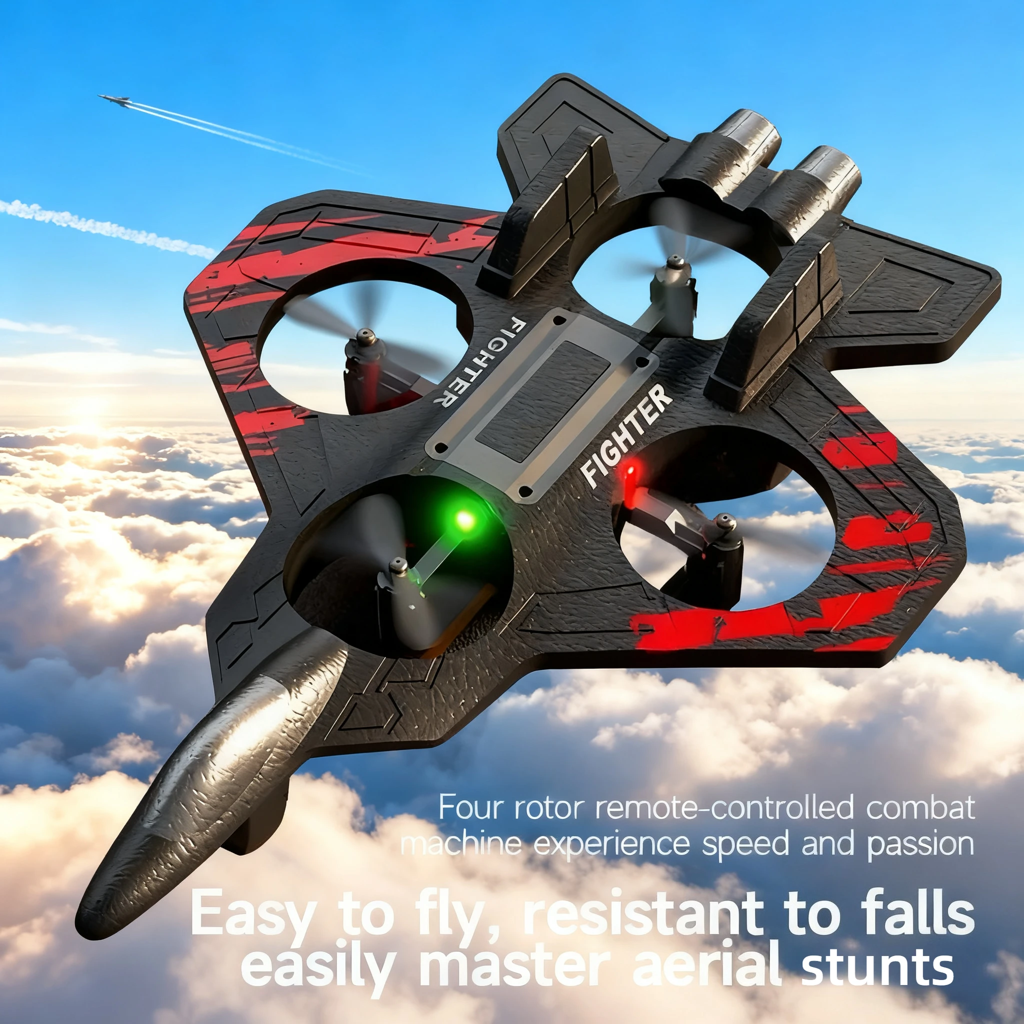 نفاثة مقاتلة جديدة يتم التحكم فيها عن بعد مع أضواء باردة تدوم طويلاً 360 درجة ° فليب التفاف حول رحلة هدية عيد الميلاد للطائرات