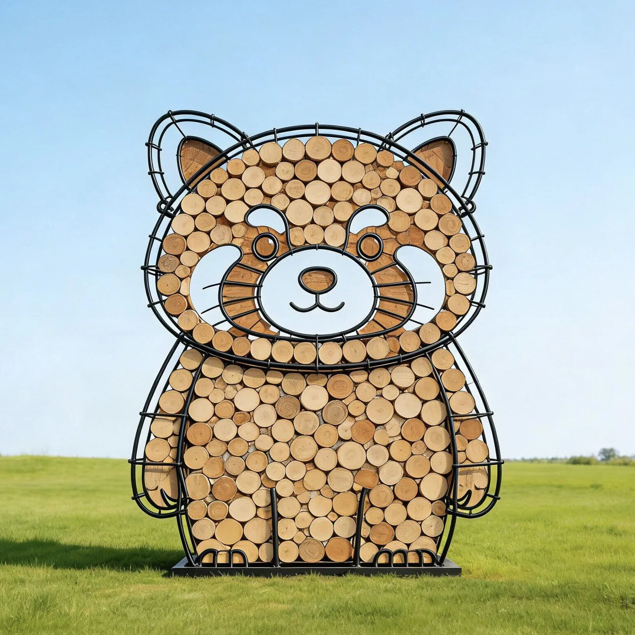 Custom Wholesale Outdoor Garden Art Craft Decoration Large Hand Made Metal Wood Log Animal Sculpture