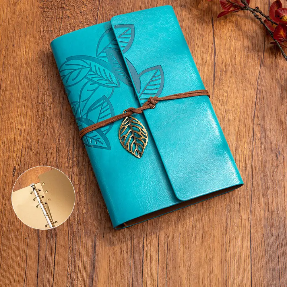 Leather Look A6 Refillable Planner Vintage Three Fold Diary Notebook Portable Organizer For Office Study Business Record Keeping