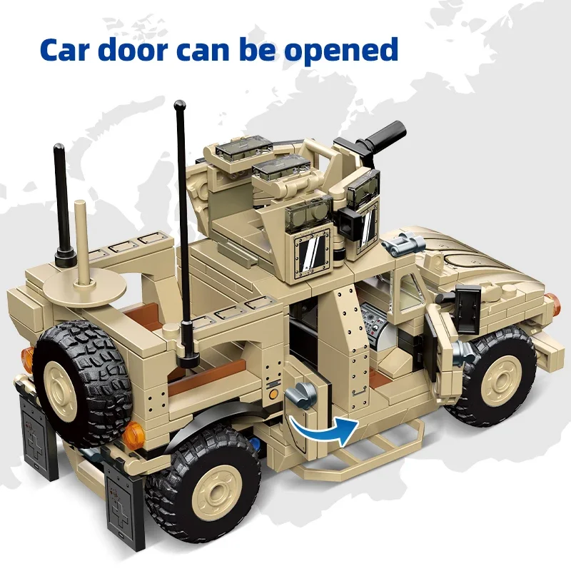 418PCS Military Fighting Vehicle  WW2  Model Building Blocks Army Military Weapon Vehicle  Figures Bricks Toys for Kids Gifts