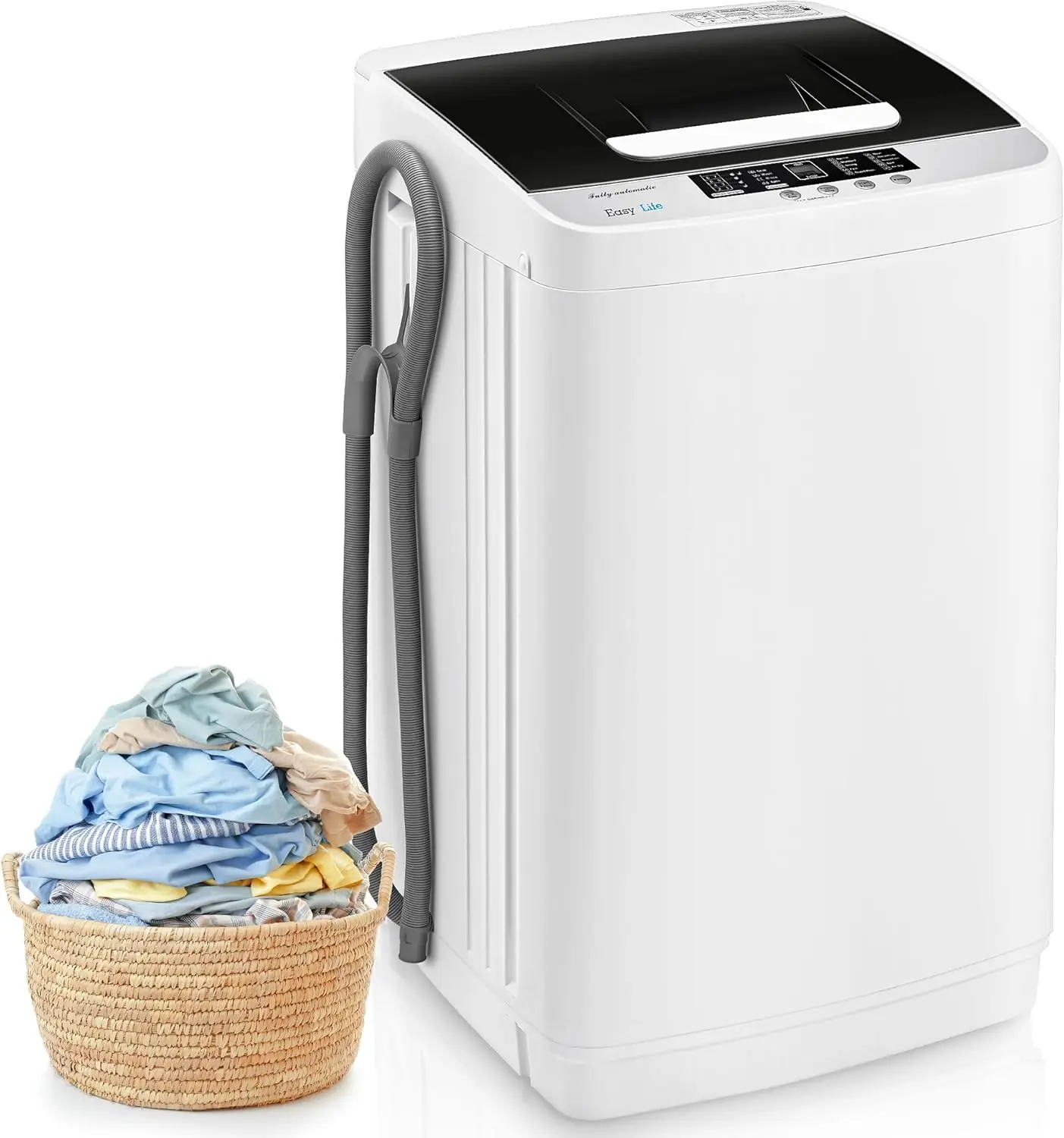 Washer, Portable Washing Machine with 10 Wash Programs, Built-in Drain Pump and LED Display, Compact Laundry Washer Spinner for