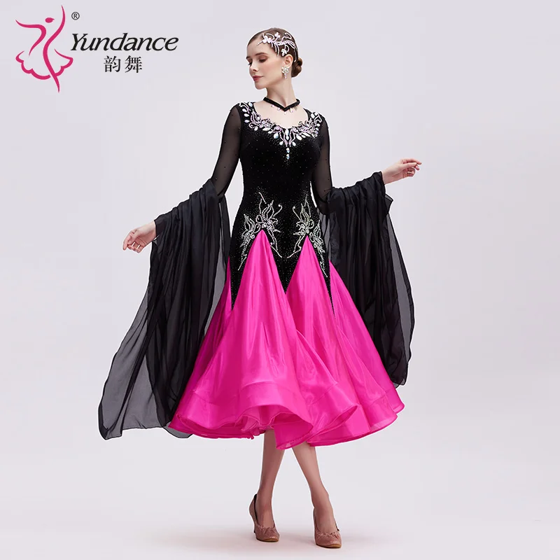 

B-24238 New National Custom Girls Standard Ballroom Dance Clothing Ballroom Dance Dress with Big Pendulum Skirt for Competition