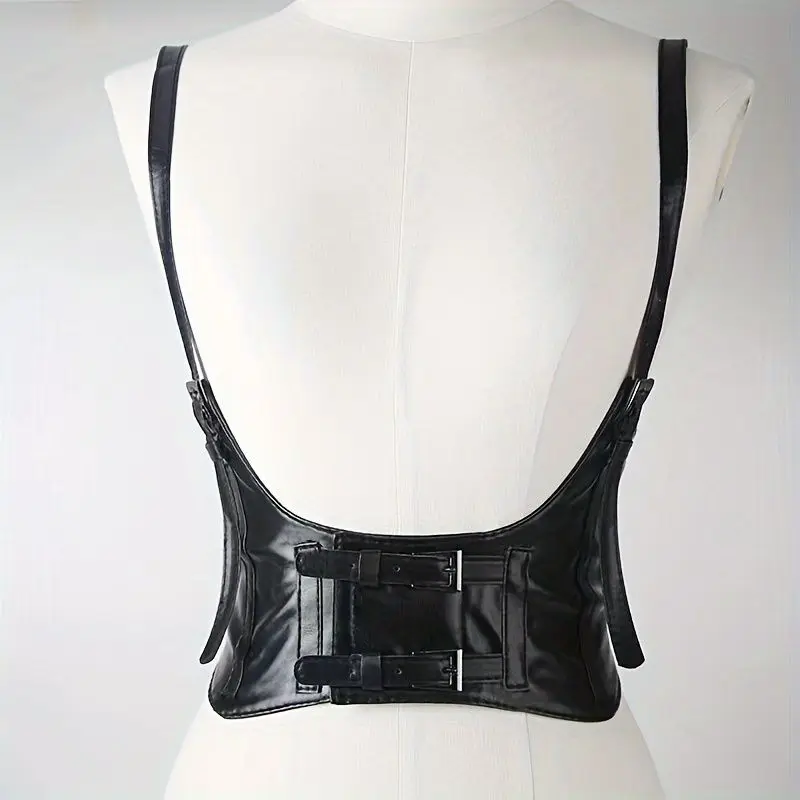 Fashionable waistband decoration outerwear - Black ins punk-style camisole paired with a suit waist belt, women's waist cincher