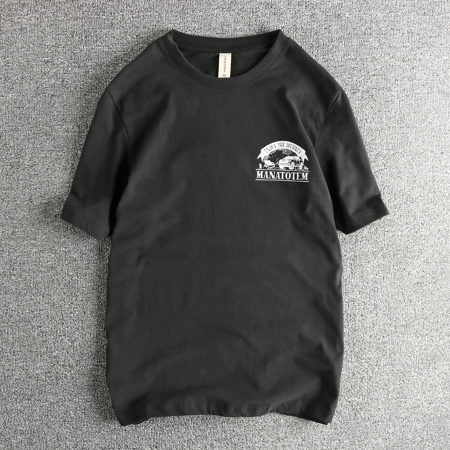 

Летняя американская ретро футболка с коротким рукавом и круглым вырезом с буквенным принтом автомобиля, мужская модная повседневная одежда из 100% хлопка, потертая махровая ткань