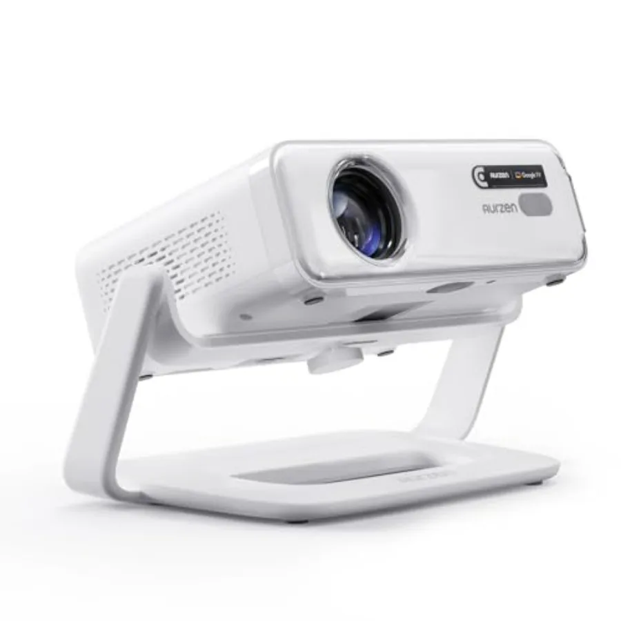 EAZZE D1G Google TV Smart Projector and 180 Adjustable Projector Stand Bundle Home Theater Ready with -Inch Screw Compatibility